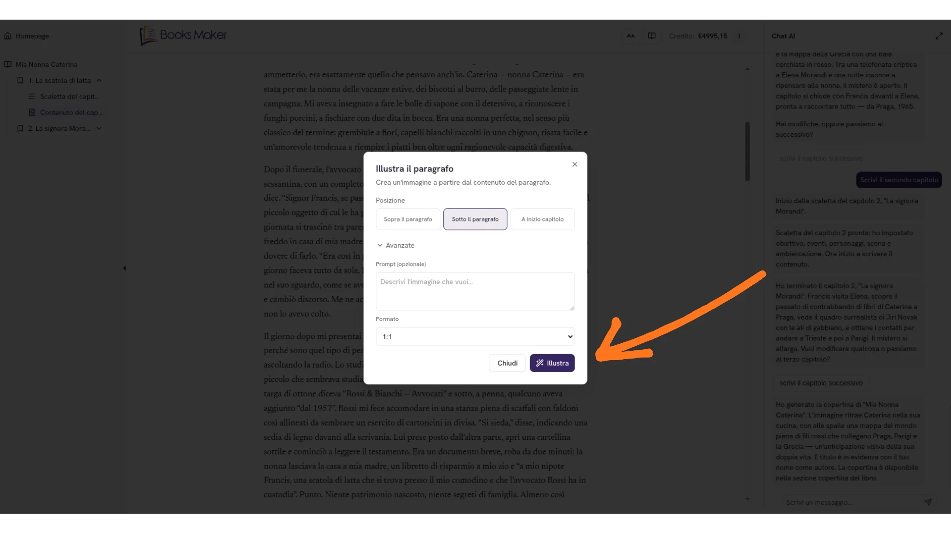 AI illustration settings popup